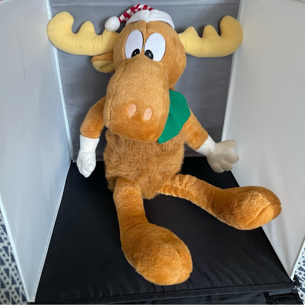24" Large Plush Christmas Rocky Bullwinkle Stuffed Animal Toy Moose 1996 Macy's - Picture 1 of 2